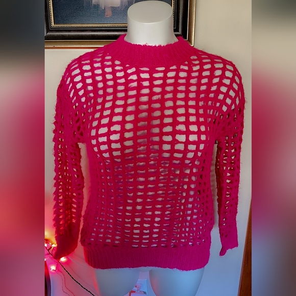 Urban Outfitters Pink Open-Knit Sweater 🩷 - Picture 2 of 7